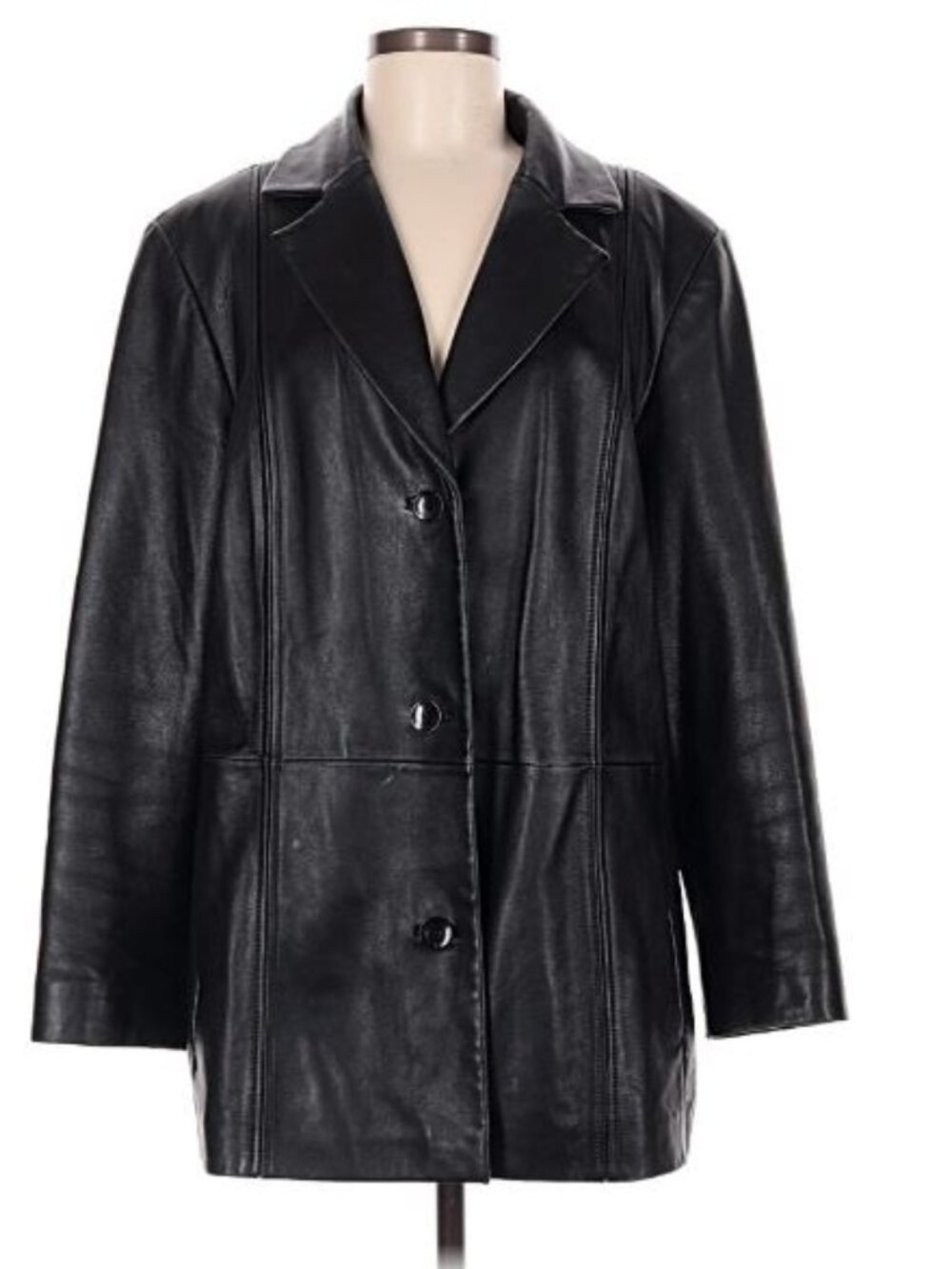 Vintage 90s Wilsons Leather Jacket Coat Medium Black Boxy Grunge Moto Edgy Biker